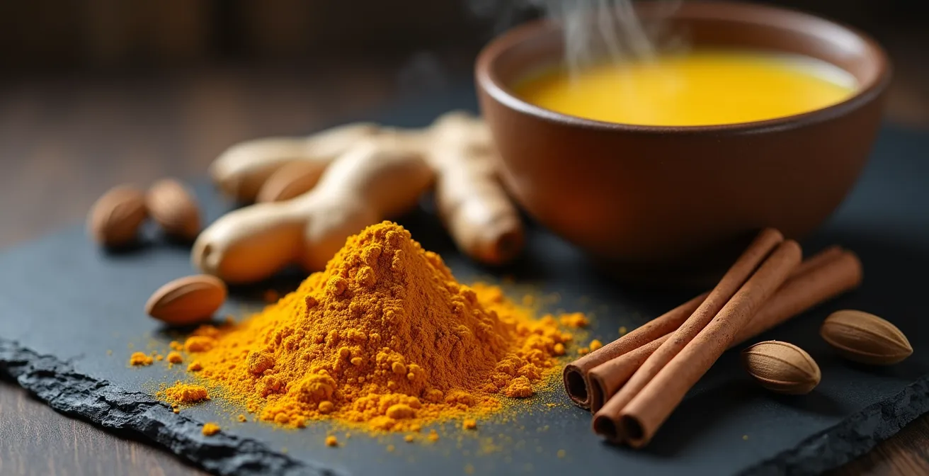 Composition d'aliments chauds et épices apaisantes pour équilibrer Vata