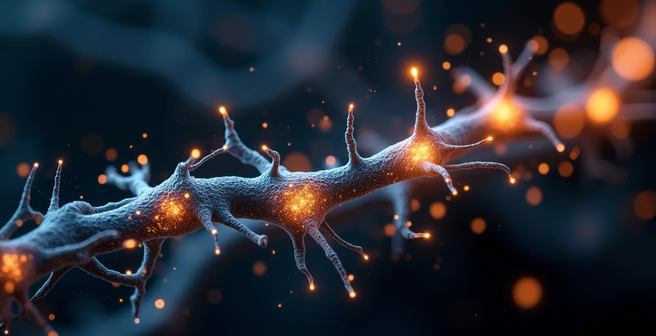 Schématisation de la cascade neuro-immuno-endocrinienne du stress, de la pensée à la cellule