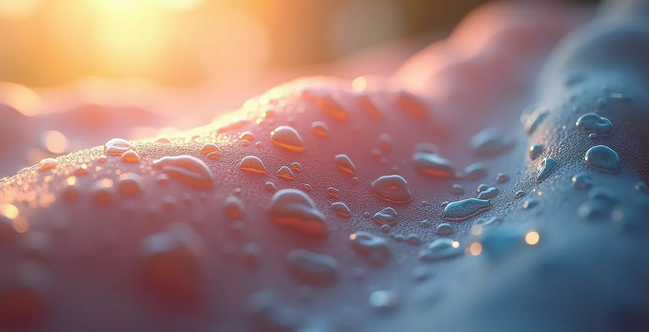 Vue macro des capteurs sensoriels de la peau et représentation de la perception des signaux internes