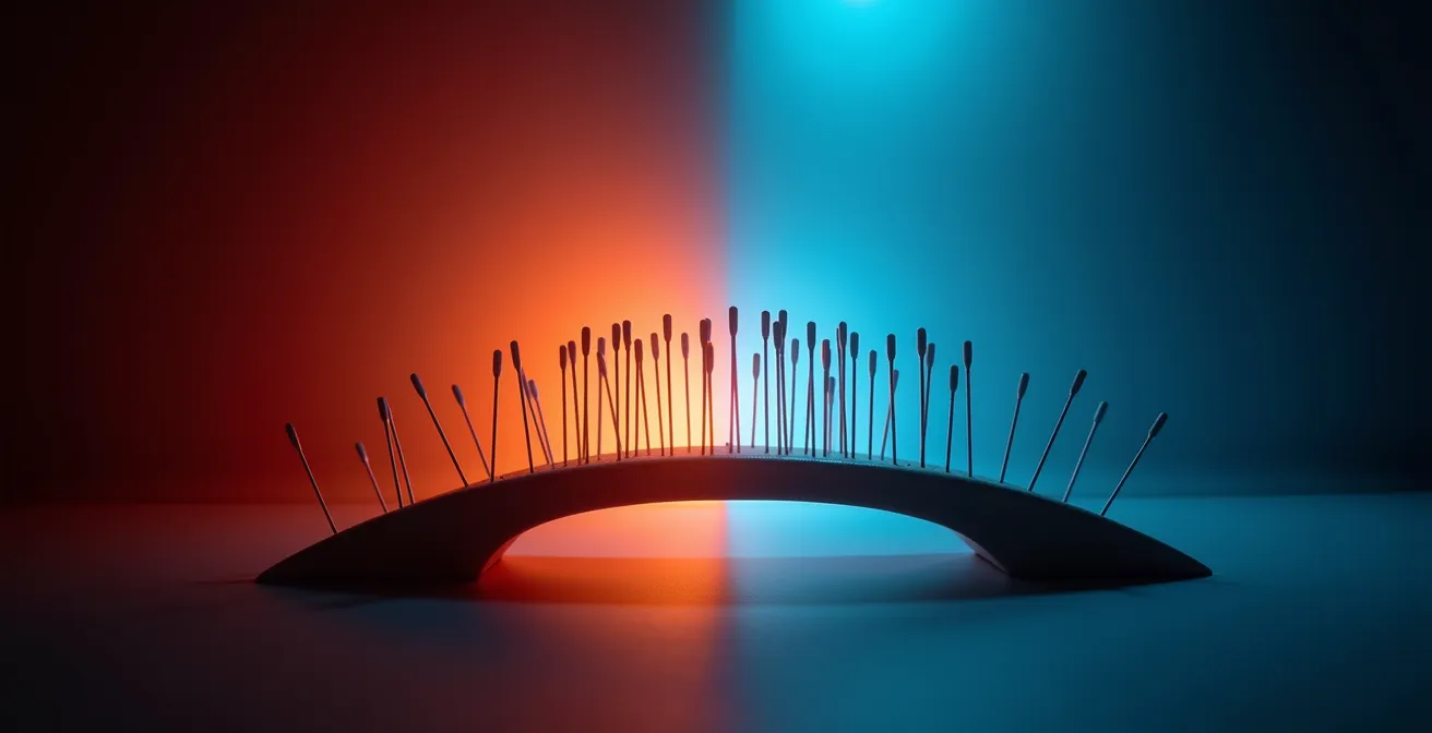 Vue symbolique du passage du système nerveux sympathique au parasympathique par l'acupuncture