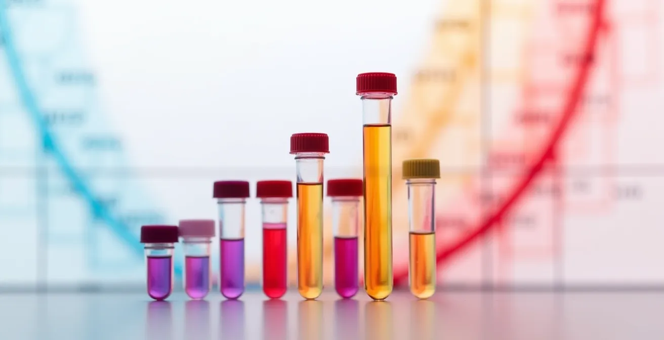 Tubes de prélèvement sanguin et graphique montrant zones de référence versus zones optimales