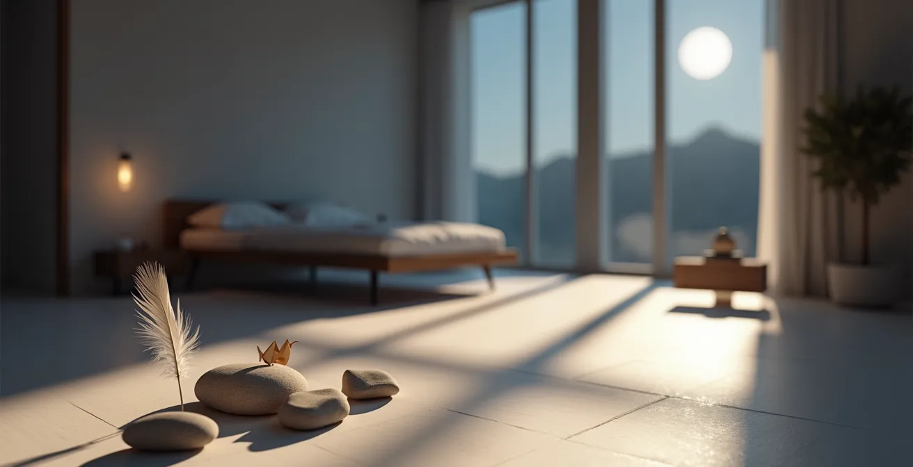 Représentation artistique abstraite de pensées dispersées et d'images mentales non connectées