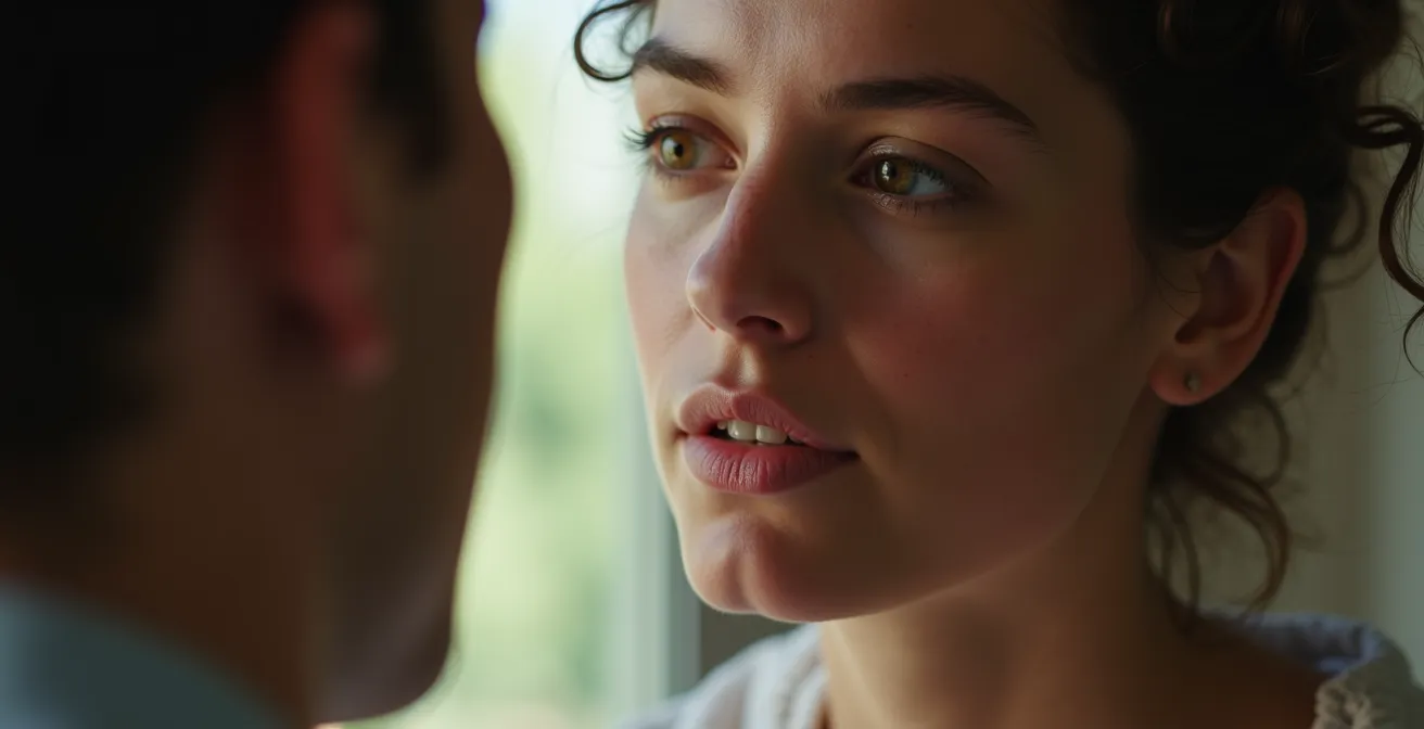 Gros plan sur deux personnes en conversation, montrant l'écoute active et la communication claire