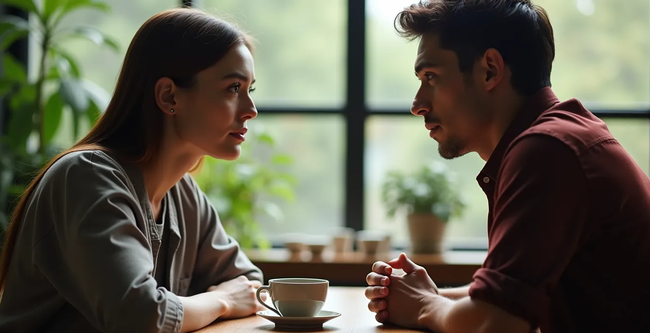 Deux personnes en conversation attentive montrant une écoute active