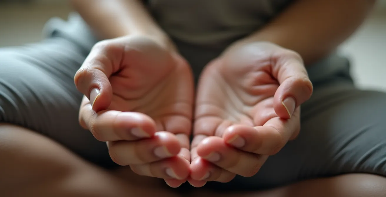 Gros plan sur des mains détendues en position méditative