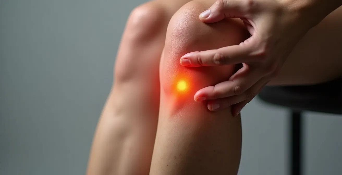 Gros plan sur une jambe montrant la localisation du point ST36 sous le genou