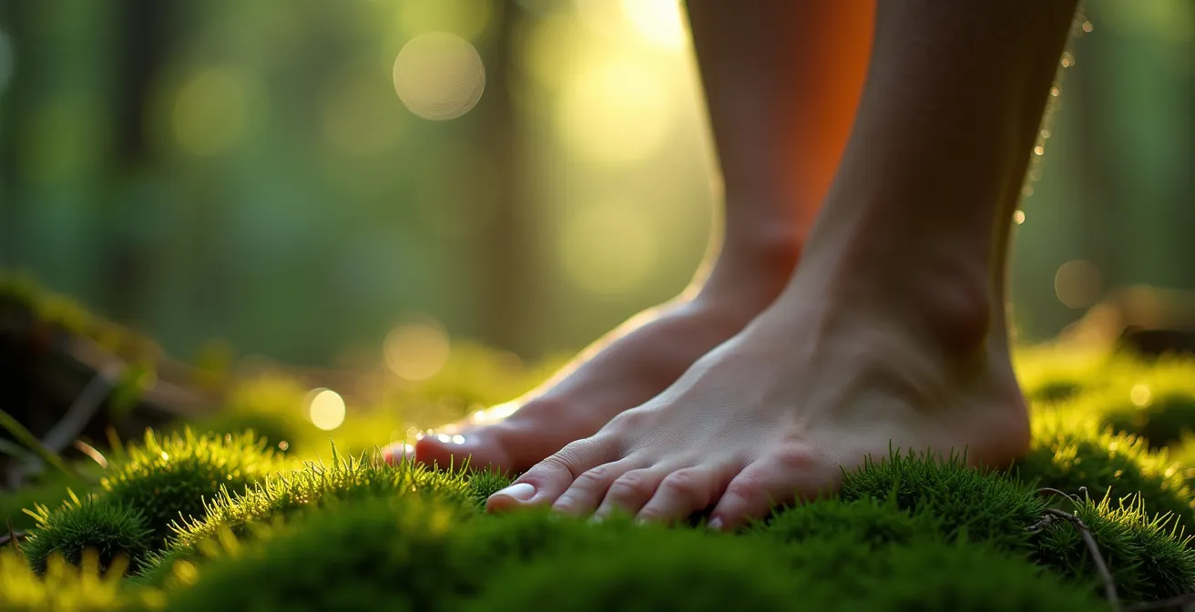 Personne seule marchant dans un sentier forestier paisible, vue de dos