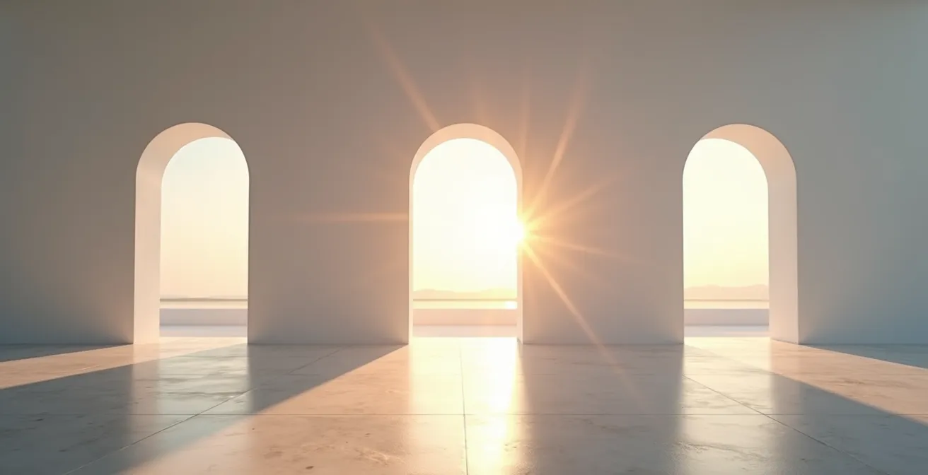 Trois portes en perspective représentant les horizons temporels 10 minutes, 10 mois et 10 ans